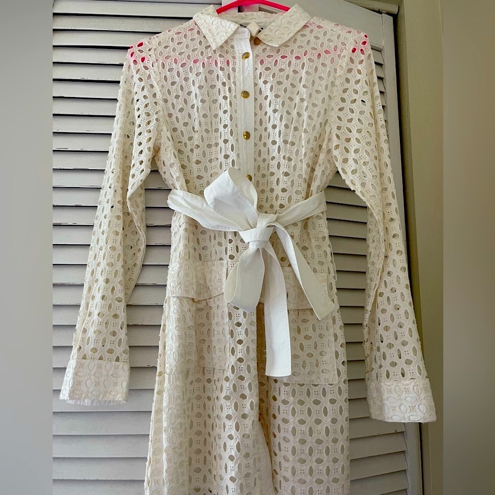 Zara eyelet button up dress